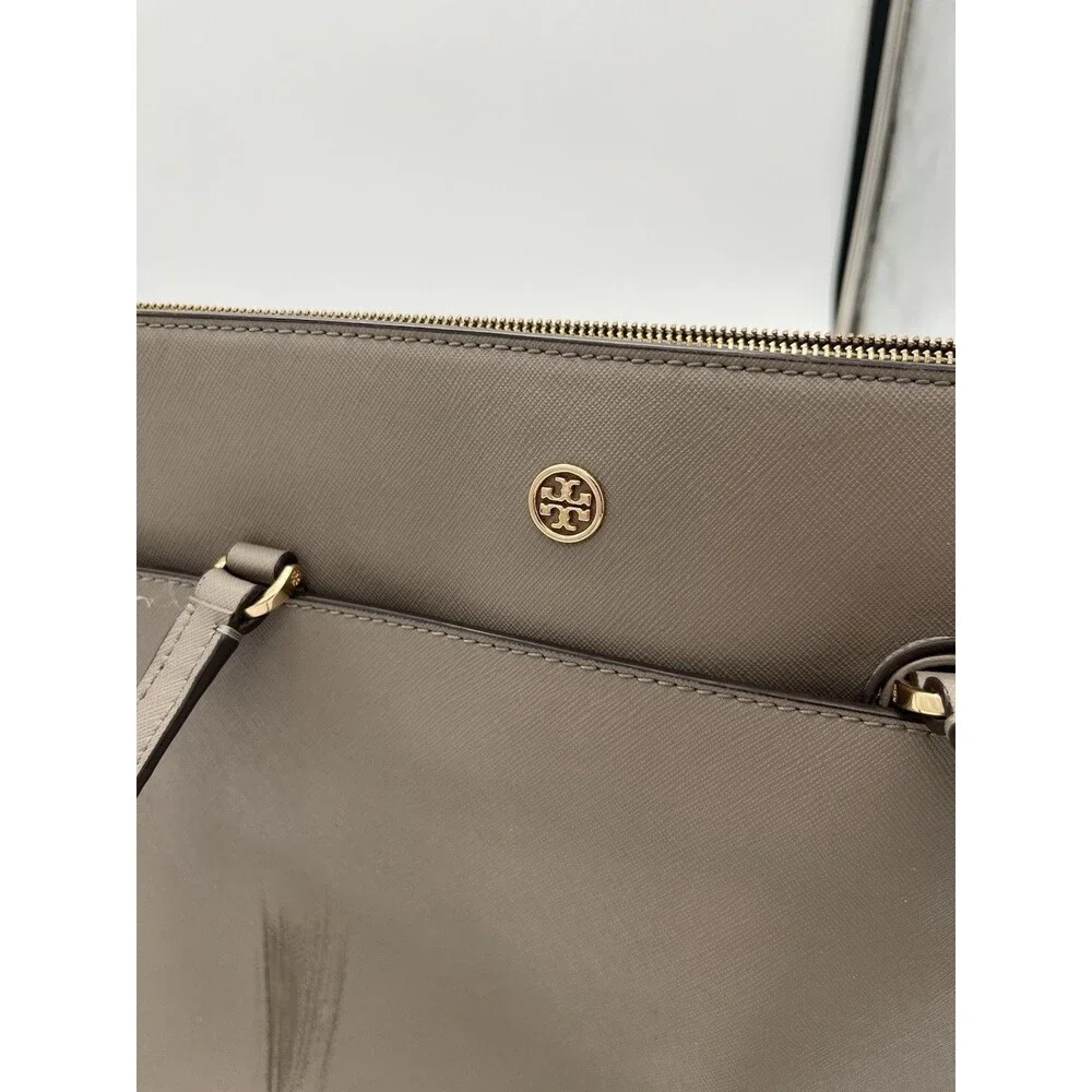 Tory Burch Robinson Tote Gray Heron (gray brown).
